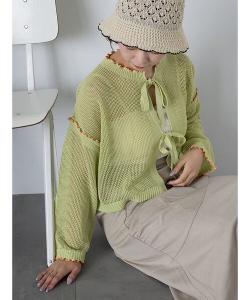 メッシュリボンカーディガン