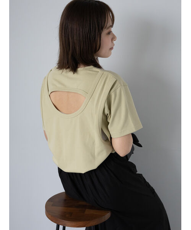 バックレイヤードカットソー