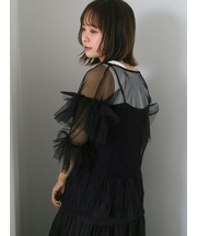 チュールフリルブラウス