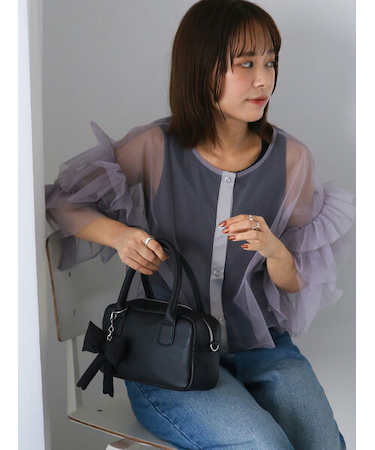 チュールフリルブラウス