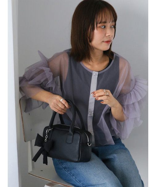 チュールフリルブラウス