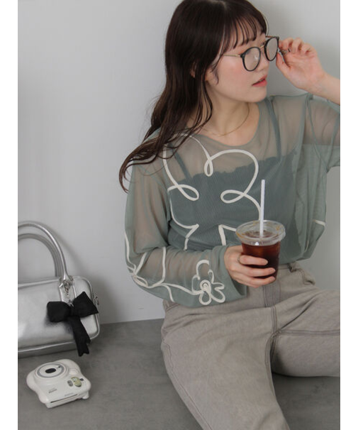 ◎コード刺繍シアープルオーバー