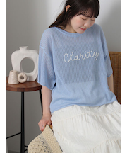 ロゴコード刺繍メッシュニット