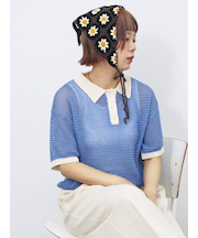 バイカラーメッシュニットポロ