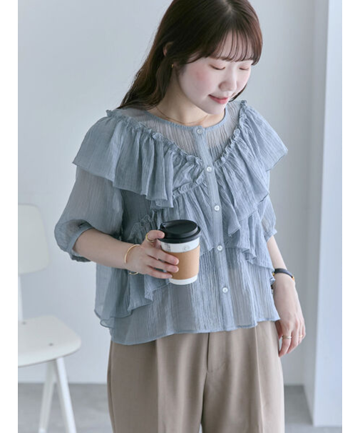 シアーフリルブラウス