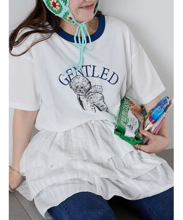 わんこプリントリンガーTシャツ