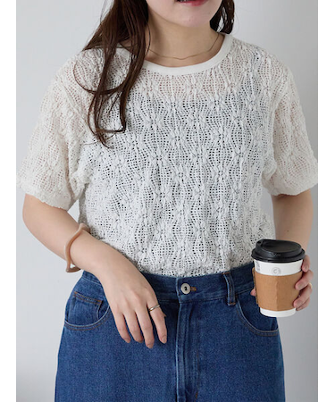 花メッシュプルオーバー