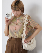 配色メローボーダーTシャツ