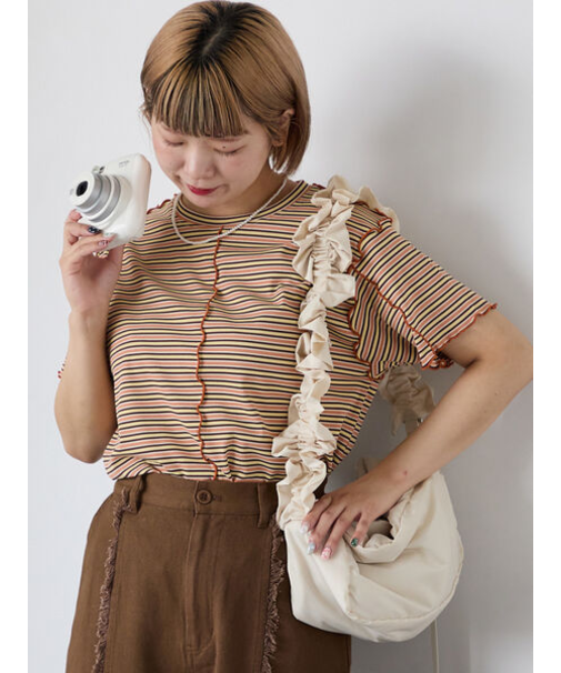 配色メローボーダーTシャツ