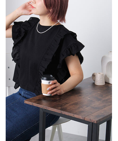 フリルカットソー
