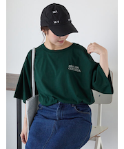 ロゴ刺繍フレア袖カットソー