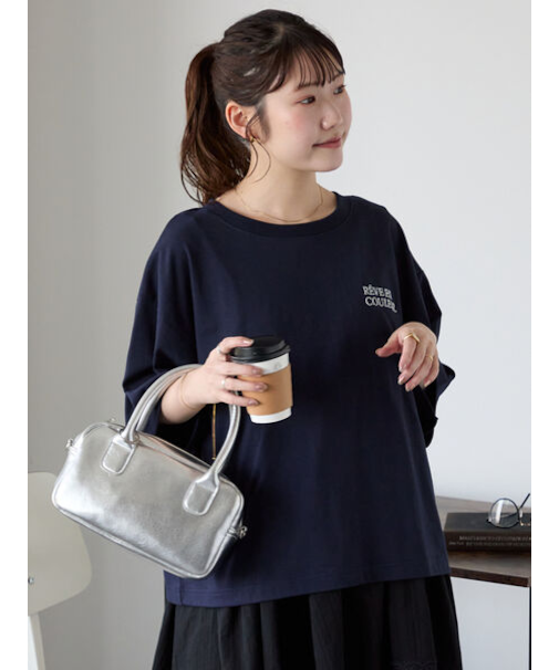 ロゴ刺繍フレア袖カットソー