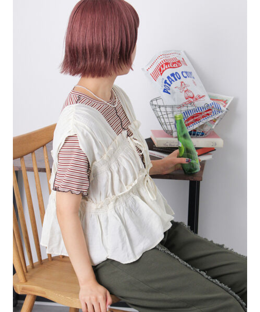 ◎リボンノースリブラウス