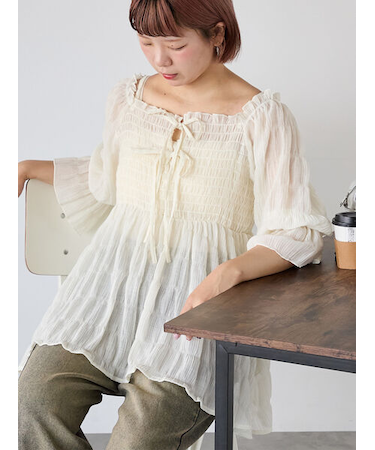 2WAYオフショルシアーブラウス