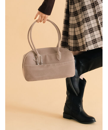 チャーム付きエコスウェードボストン