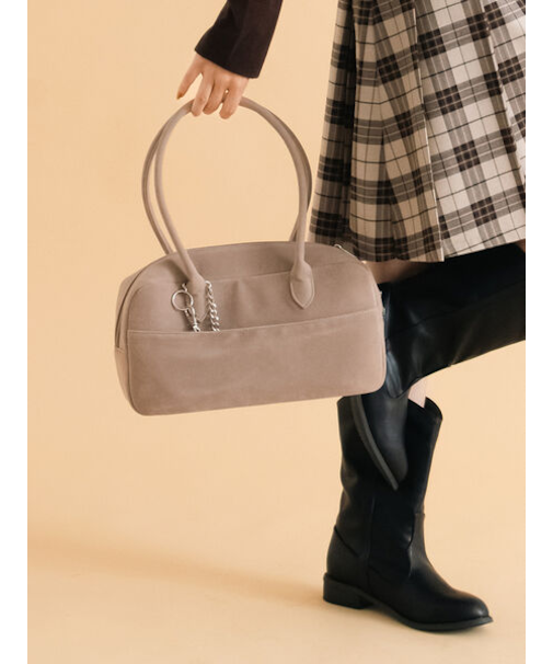 チャーム付きエコスウェードボストン