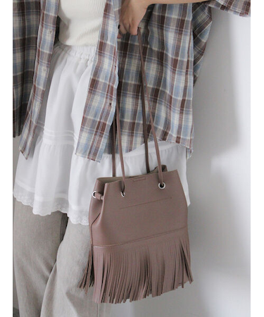 エコレザーフリンジショルダーバッグ