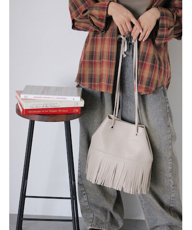 エコレザーフリンジショルダーバッグ