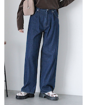 ワンタックストレートデニムパンツ