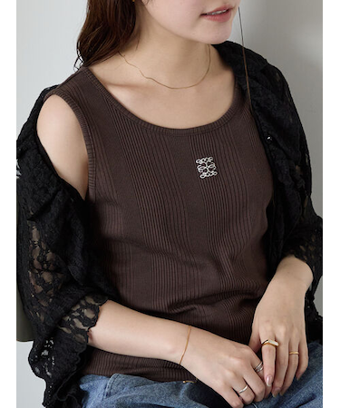 ワンポイント刺繍タンクトップ