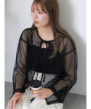 前後2WAYメッシュリボンカーディガン