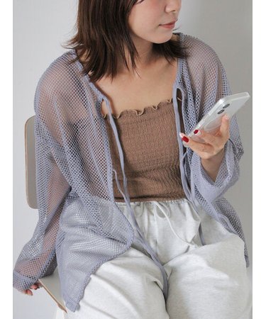 前後2WAYメッシュリボンカーディガン