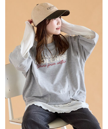 リメイク風6分袖スウェット