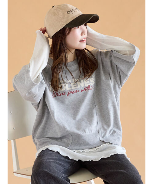 リメイク風6分袖スウェット