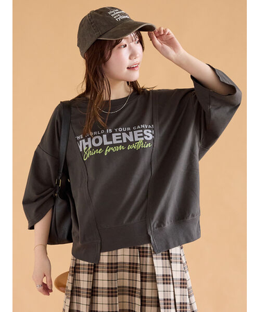 リメイク風6分袖スウェット