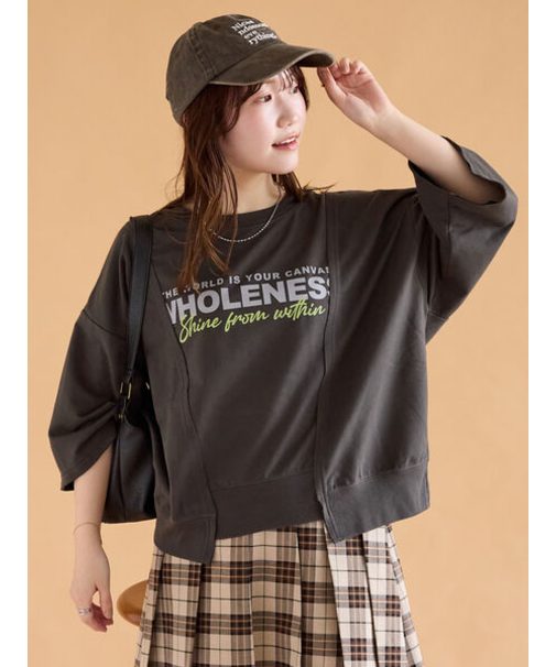 リメイク風6分袖スウェット