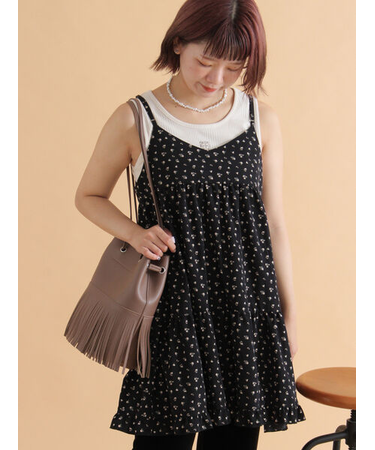 前後2WAY花柄ミニキャミワンピース