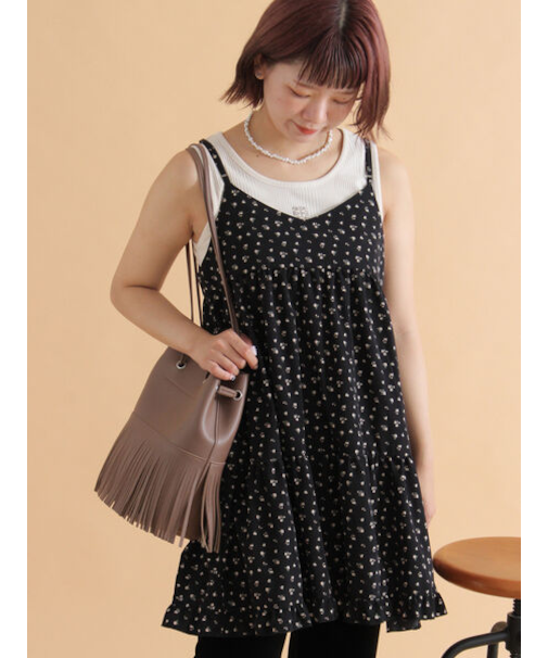 前後2WAY花柄ミニキャミワンピース