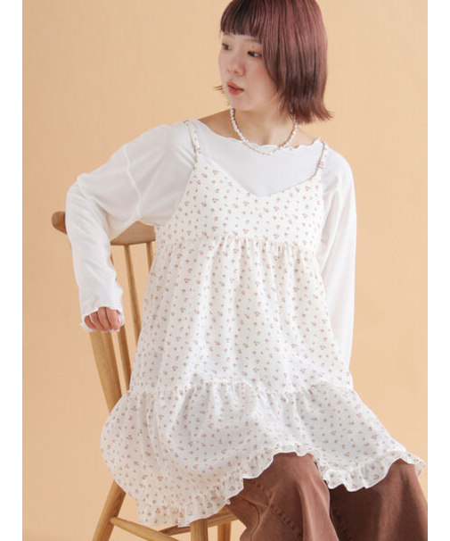 前後2WAY花柄ミニキャミワンピース