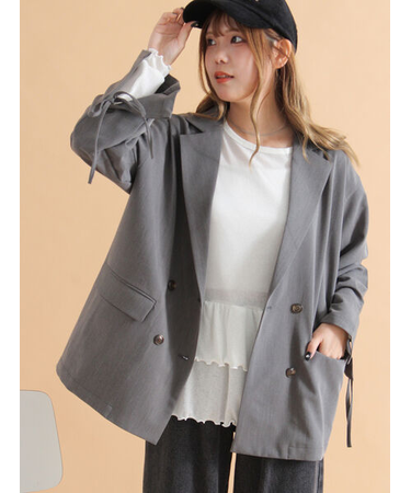 袖リボンダブルジャケット