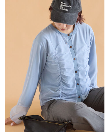 チュールレイヤードカーディガン