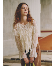 総レースフリルブラウス