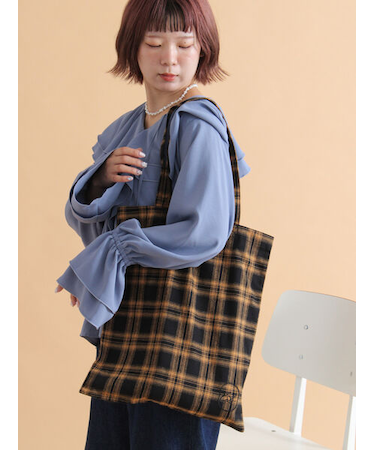 チェックトートバッグ