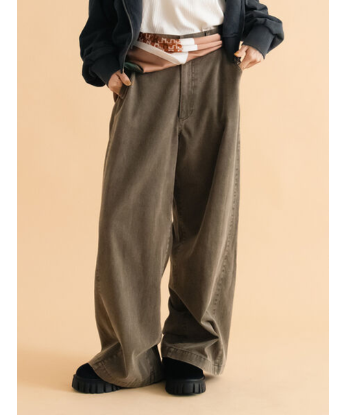 ウォッシュ加工ワイドパンツ
