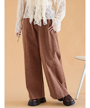 ウォッシュ加工ワイドパンツ