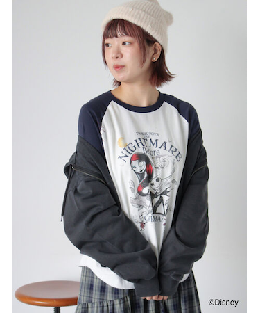 【Disney】ナイトメアー・ビフォア・クリスマス/ラグランTシャツ