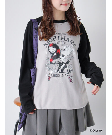 【Disney】ナイトメアー・ビフォア・クリスマス/ラグランTシャツ