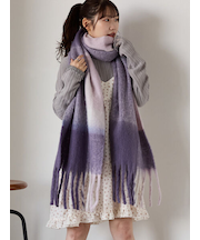 ふわもこマフラー太フリンジチェック