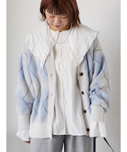 アーガイル柄カーディガン