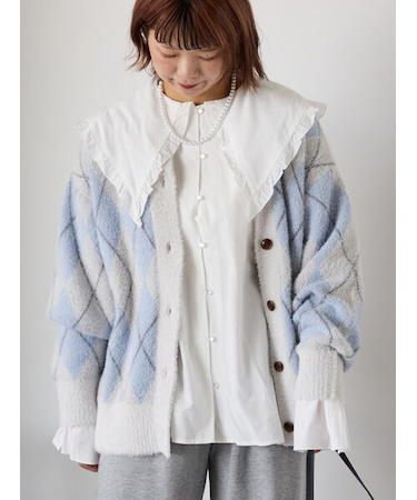 アーガイル柄カーディガン