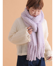 ふわもこマフラー太フリンジネップ無地