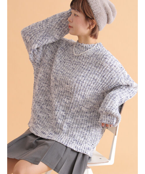 カラーネップモックネックニット