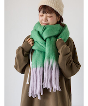 ふわもこマフラー太フリンジシャンブレー無地