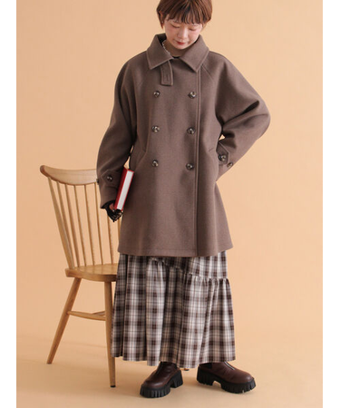 ベルト付スタンドカラーコート