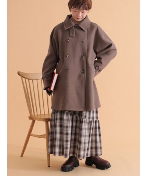 ベルト付スタンドカラーコート