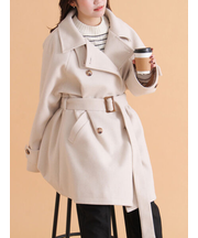 ベルト付スタンドカラーコート
